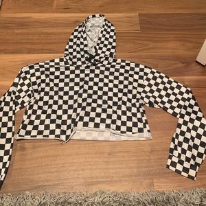 Cropped checkered hoodie!